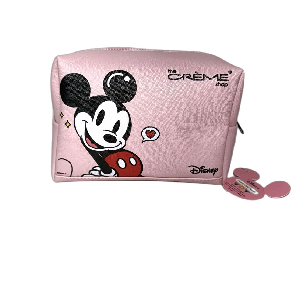 Disney The Crème Shop Mickey & Minnie Mouse Travel Pink Makeup Pouch Bag NWT